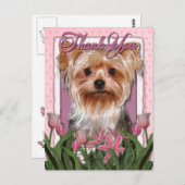 Hartelijk dank - Roze Tulips - Yorkshire Terrier Briefkaart (Voorkant / Achterkant)