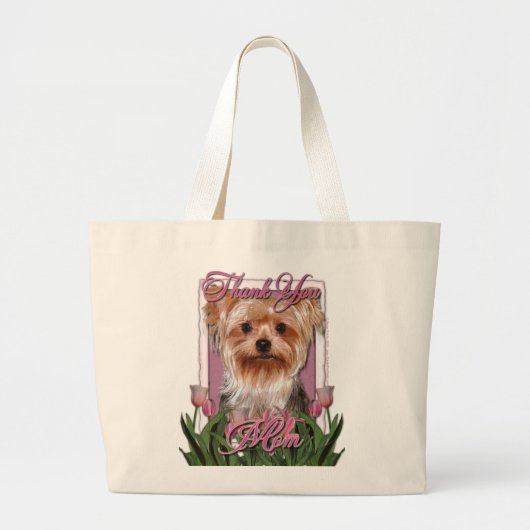 Hartelijk dank - Roze Tulips - Yorkshire Terrier Grote Tote Bag (Voorkant)