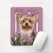 Hartelijk dank - Roze Tulips - Yorkshire Terrier Muismat (Met muis)