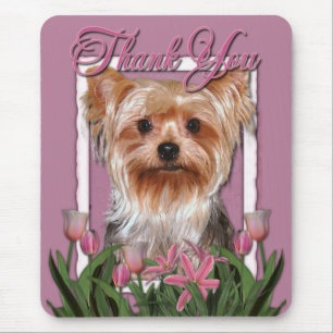 Hartelijk dank - Roze Tulips - Yorkshire Terrier Muismat