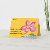 Hartelijk dank, roze ventilatorschildpad Waterverf Bedankkaart (Achterkant)