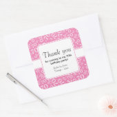 Hartelijk dank: roze/wit 70th Birthday Number Patt Vierkante Sticker (Envelop)
