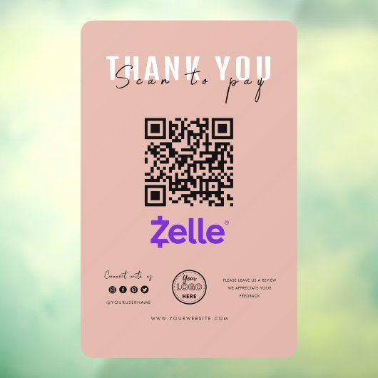 Hartelijk dank Scannen naar betaling Logo QR-code  Raamsticker (Vel 3)