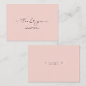 Hartelijk dank Script Hart Elegant 3,5"X2,5" Roze Notitiekaartje (Voorkant / Achterkant)
