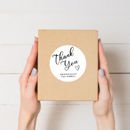 Hartelijk dank Script Hart Kleine Zakelijke Ronde Sticker