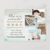 Hartelijk dank Shabby Chic Floral Wood 4-Foto Brie Briefkaart (Achterkant)