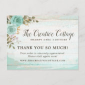 Hartelijk dank Shabby Chic Floral Wood 4-Foto Brie Briefkaart (Voorkant)