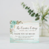 Hartelijk dank Shabby Chic Floral Wood 4-Foto Brie Briefkaart (Staand voorkant)