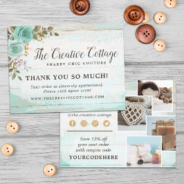 Hartelijk dank Shabby Chic Floral Wood 4-Foto Brie Briefkaart