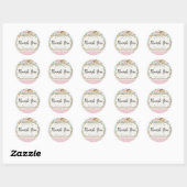 Hartelijk dank, Shabby Chic Pink Floral Boerderij  Ronde Sticker (Vel)