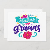 Hartelijk dank, Spaans en Kleurrijk Briefkaart (Voorkant / Achterkant)