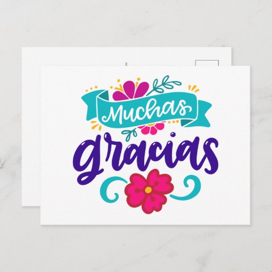 Hartelijk dank, Spaans en Kleurrijk Briefkaart (Voorkant / Achterkant)