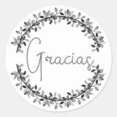 Hartelijk dank, Spaanse Gracias Gray Typography Wr Ronde Sticker (Voorkant)