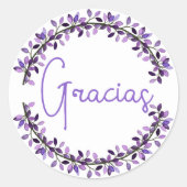 Hartelijk dank, Spaanse Gracias Lila Typografie Wr Ronde Sticker (Voorkant)