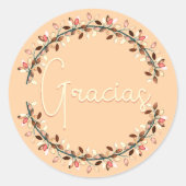 Hartelijk dank, Spaanse Gracias Yellow Typography  Ronde Sticker (Voorkant)