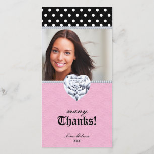 Hartelijk dank Stippen Lace Heart Diamonds Sweet 1 Bedankkaart