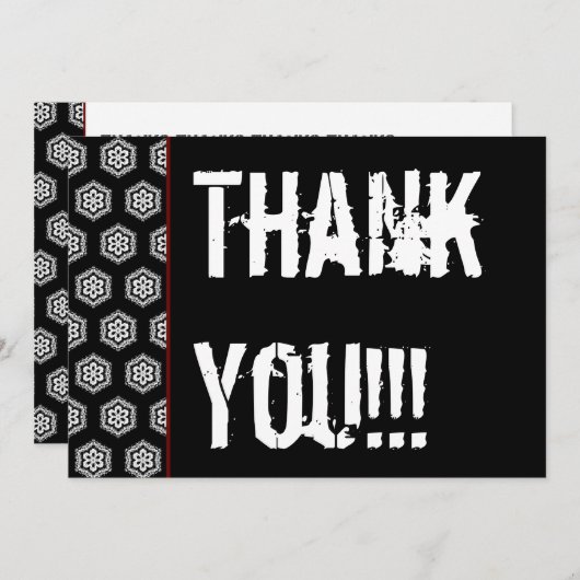 Hartelijk dank: Surprise Black White W1976 Bedankkaart (Voorkant / Achterkant)