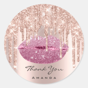 Hartelijk dank, Sweet16th Bridal Pink Drips Kiss L Ronde Sticker