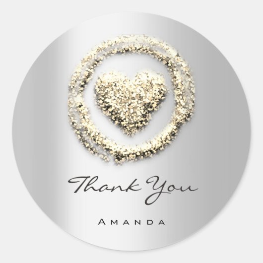 Hartelijk dank, Sweet 16e Roos Heart Grey Gold Ronde Sticker (Voorkant)