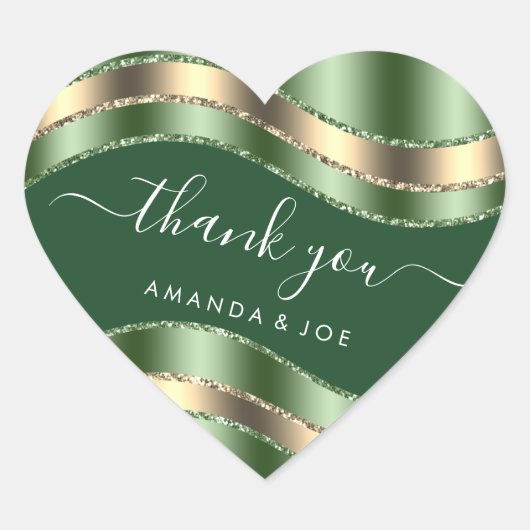 Hartelijk dank, Sweet 16th Bridal Gold Mint Green Hart Sticker (Voorkant)