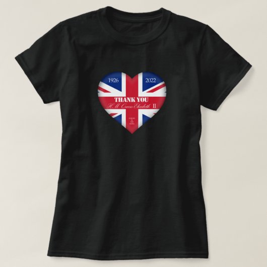 Hartelijk dank, ter nagedachtenis van koningin Eli T-shirt (Design voorkant)
