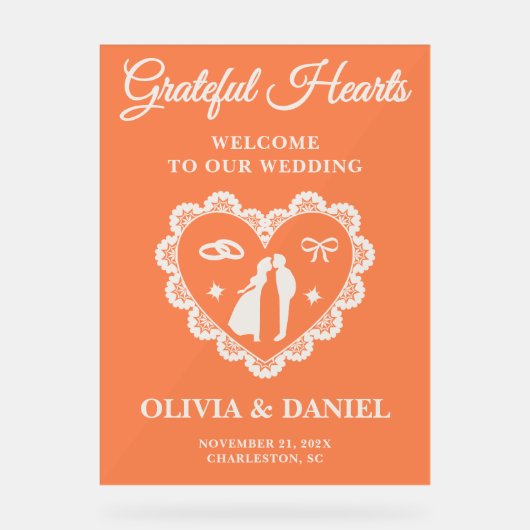 Hartelijk dank | Thanksgiving bruiloft welkom Acryl Bord (Voorkant)