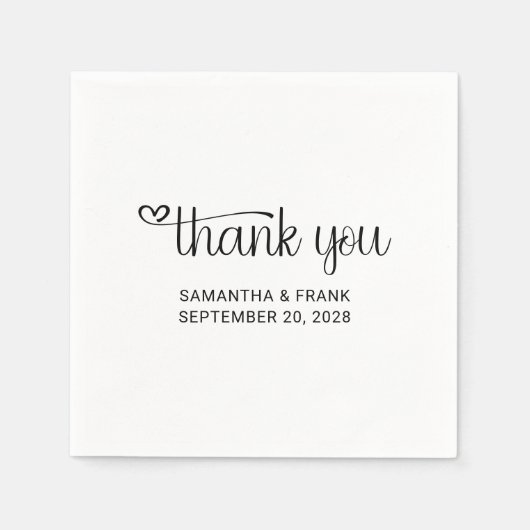 Hartelijk Dank Typografie Bruiloft Servet (Voorkant)