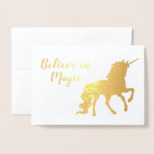 Hartelijk dank, Unicorn gelooft in Magic Gold Folie Kaarten (Voorkant met envelop)