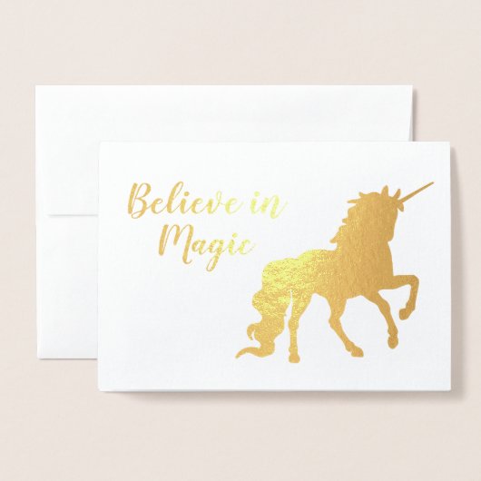 Hartelijk dank, Unicorn gelooft in Magic Gold Folie Kaarten (Voorkant met envelop)