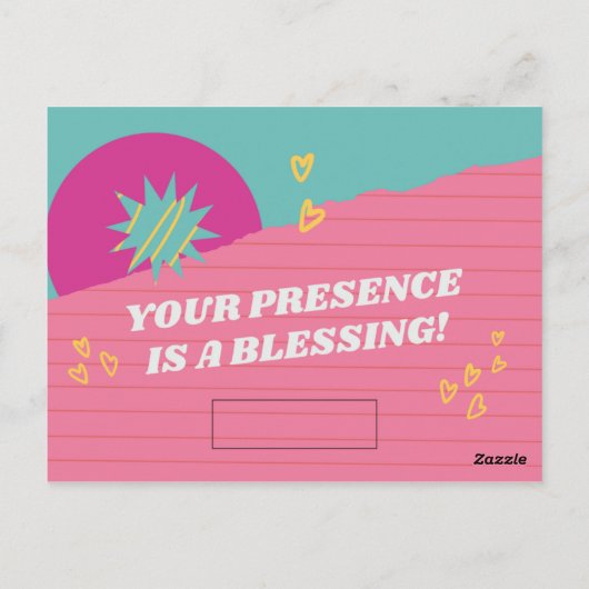 Hartelijk dank - UW AANWEZIGHEID IS EEN VERBORGEN Briefkaart (Achterkant)