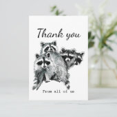 Hartelijk dank van de vn Raccoon Animal Art van on Bedankkaart (Staand voorkant)
