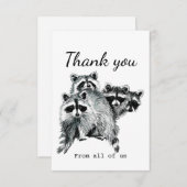 Hartelijk dank van de vn Raccoon Animal Art van on Bedankkaart (Voorkant / Achterkant)