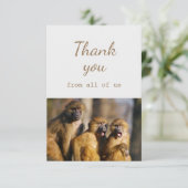 Hartelijk dank van ons allemaal apen Animal Fun Bedankkaart (Staand voorkant)
