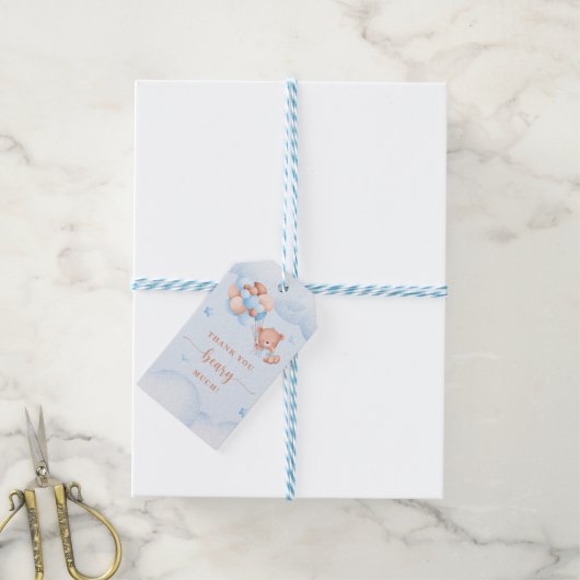Hartelijk dank, veel blauw Baby shower Gift Label Cadeaulabel (Met Touw)