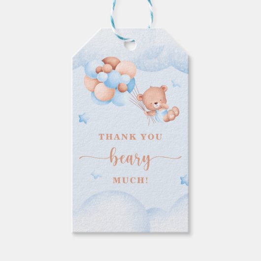 Hartelijk dank, veel blauw Baby shower Gift Label Cadeaulabel (Voorkant)