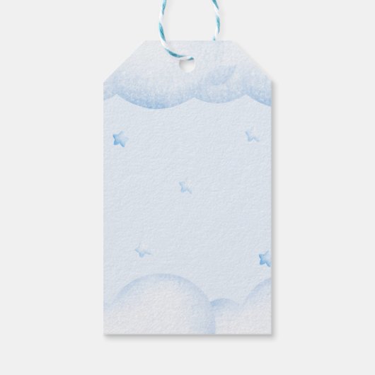 Hartelijk dank, veel blauw Baby shower Gift Label Cadeaulabel (Achterkant)