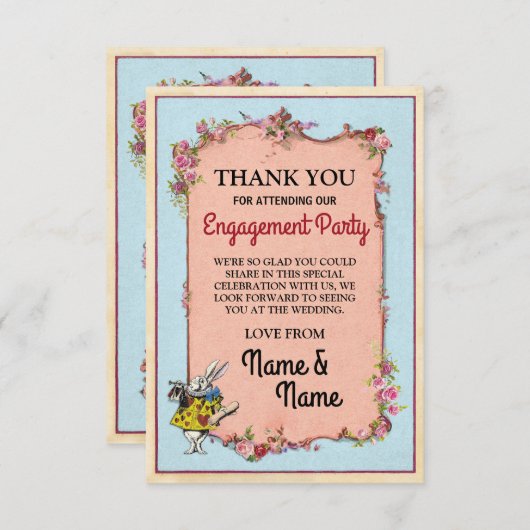 Hartelijk dank Verloving Wonderland Rabbit Bedankkaart (Voorkant / Achterkant)