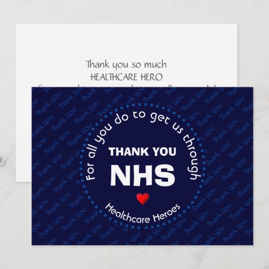 Hartelijk dank, verpleegsters, verpleegkundigen en bedankkaart (Voorkant / Achterkant)