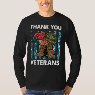 Hartelijk dank, veteraan Combat Boots Flowers Vete T-shirt