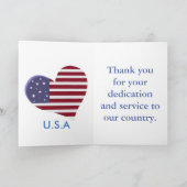 Hartelijk dank, veteraan, Red White Blue Abstract Bedankkaart (Binnen)