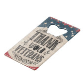 Hartelijk dank, veteranen flessenopener creditkaart flessenopener (Achterkant Gekanteld)