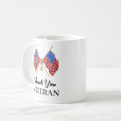 Hartelijk dank, veteranen Patriotic American Flag Koffiemok (Voorkant links)