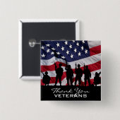 Hartelijk dank, veteranen vierkante button 5,1 cm (Voorkant /achterkant)