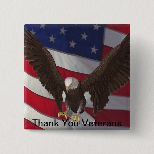 Hartelijk dank, veteranen vierkante button 5,1 cm (Voorkant)