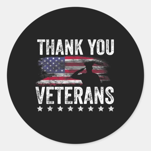 Hartelijk dank Veterans Day Memorial Day Partiotic Ronde Sticker (Voorkant)