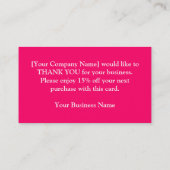 Hartelijk dank Visitekaartje Sjabloon Hot Pink Fuc (Achterkant)