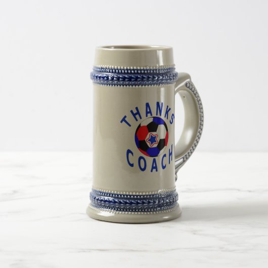Hartelijk dank Voetbal coach Gift Drink Stein Bierpul (Voorkant rechts)