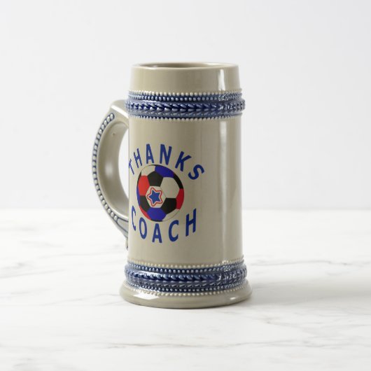Hartelijk dank Voetbal coach Gift Drink Stein Bierpul (Voorkant links)