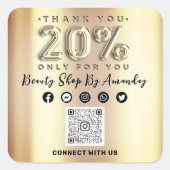 Hartelijk dank voor 20% korting op QR CODE Faux Go Vierkante Sticker (Voorkant)