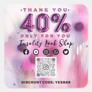 Hartelijk dank voor 40% korting QRCODE Logo Kortin Vierkante Sticker